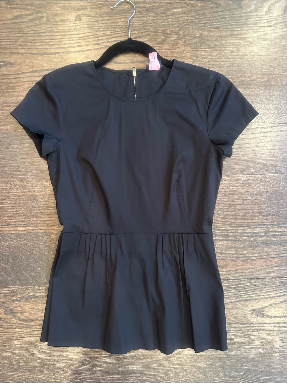 Theory Black Short-Sleeve Peplum Top